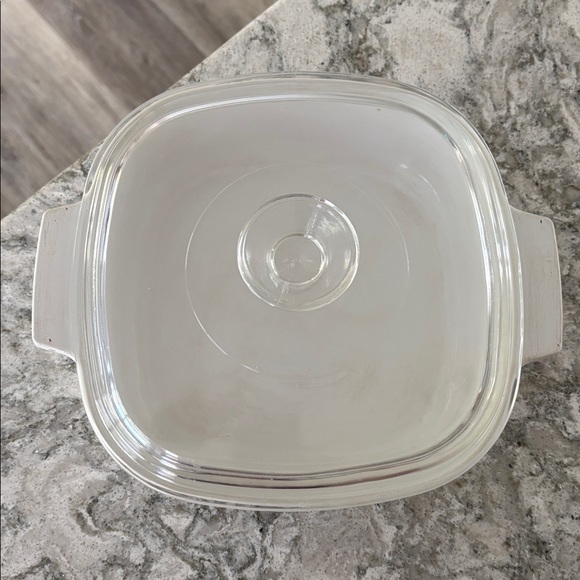 White Glass Baking Dish with Blue Floral Design - Picture 2 of 4